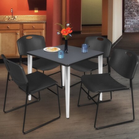 Regency Kahlo Square Table & Chair Sets, 30 W, 30 L, 29 H, Wood, Metal, Polypropylene Top, Grey TPL3030GYCM44BK